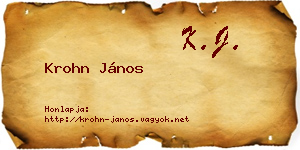 Krohn János névjegykártya